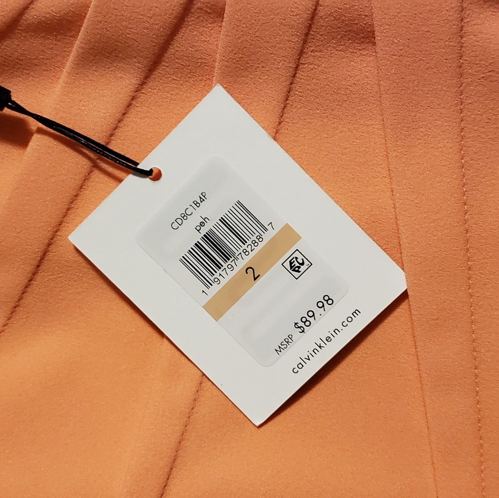 Calvin Klein Sunburst Coral Sleeveless Dress - Picture 6 of 7